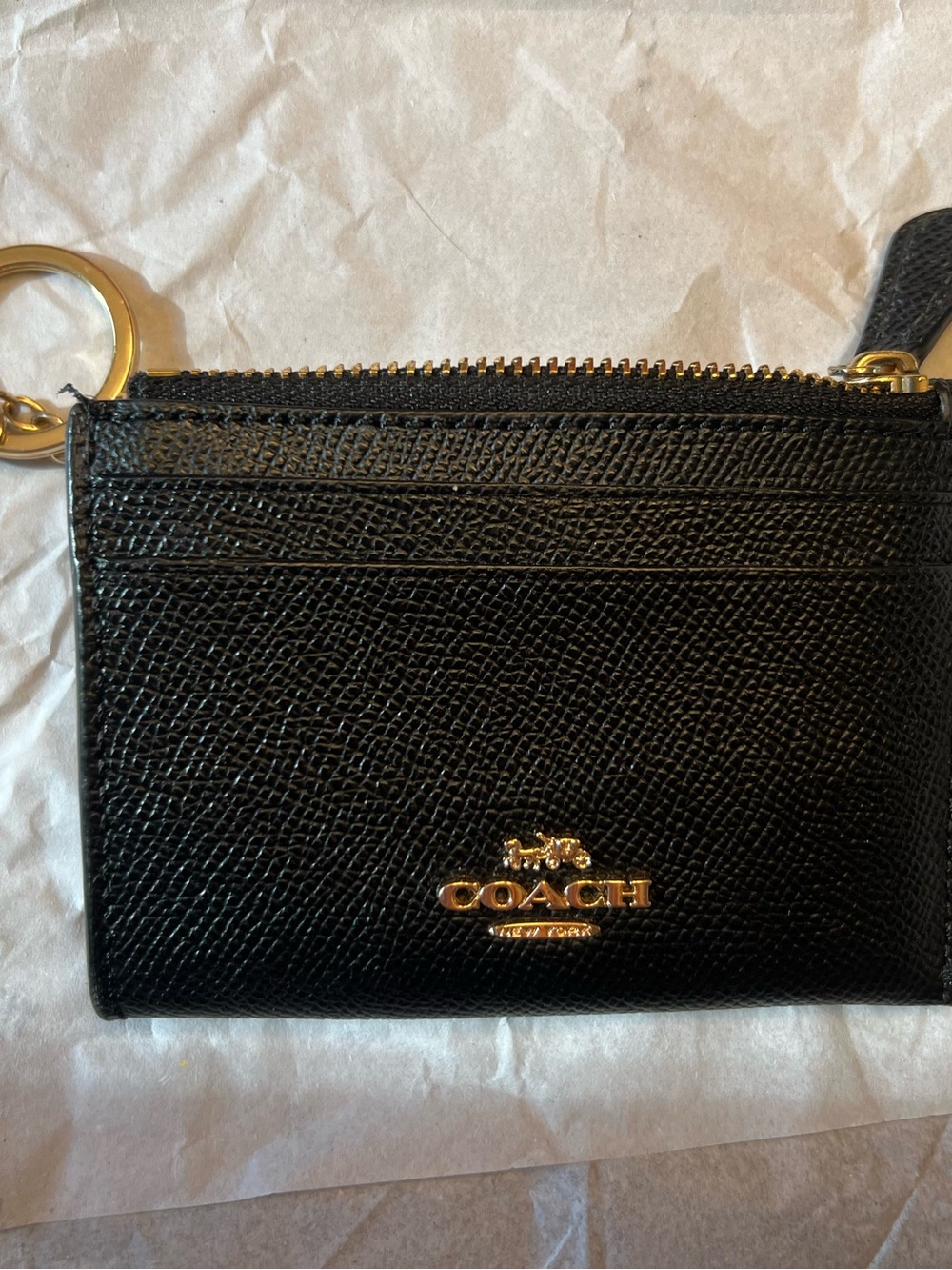 Coach Black Saffiano Leather skinny card/ ID holder